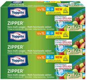 Toppits 3x Zipper Multi-Functionele Zakken 1 liter 12 stuks