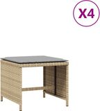 vidaXL Tuinkrukken 4 st kussens 40x40x35 cm poly rattan gemengd beige