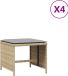 vidaXL Tuinkrukken 4 st kussens 40x40x35 cm poly rattan gemengd beige