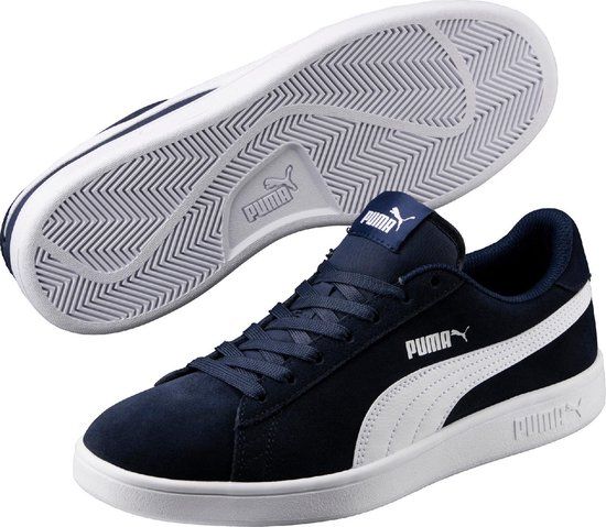 PUMA Smash v2 Sneakers Mannen - Maat 39 - Blauw/Wit