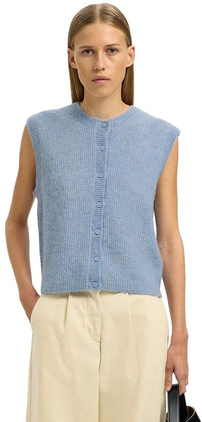 Selected Femme Selected Lulu Gebreid Vest Blauw M Vrouw