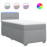 vidaXL Boxspringbed met matras, stof, lichtgrijs, 90x200 cm