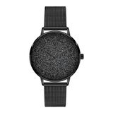 Tamaris Dameshorloge - rond kwartshorloge voor dames met roestvrijstalen band en glitterdetails, zwart, Zwart/glitter wijzerplaat