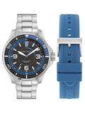 Nautica Koh May Bay Quartz Analog Zilveren Toon Kast: 100 % Roestvrij Staal | Band: 100 % Siliconen 46 mm NAPKMF307, NAPKMF302, NAPKMF305