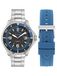 Nautica Koh May Bay Quartz Analog Zilveren Toon Kast: 100 % Roestvrij Staal | Band: 100 % Siliconen 46 mm NAPKMF307, NAPKMF302, NAPKMF305