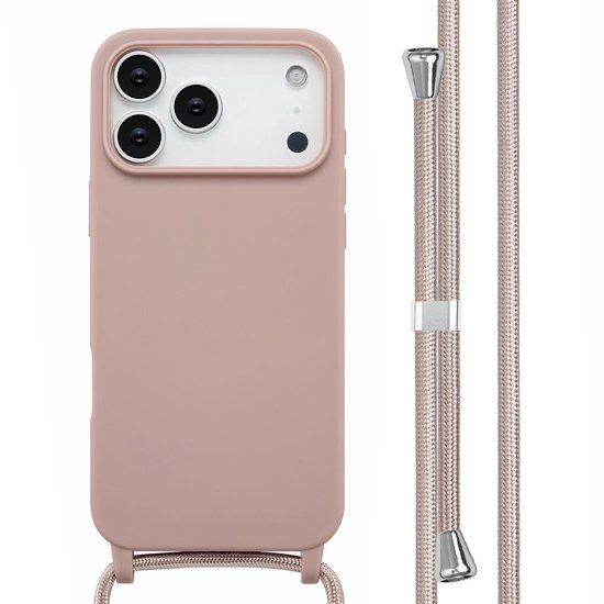 imoshion Hoesje - Geschikt voor Apple iPhone 17 Pro Max - Siliconen hoesje met koord - Sand Pink