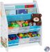 Merkloos Relaxdays Kinderboekenkast Dieren - 6 Manden - 74 cm Hoog - Wit/Grijs/Lichtblauw