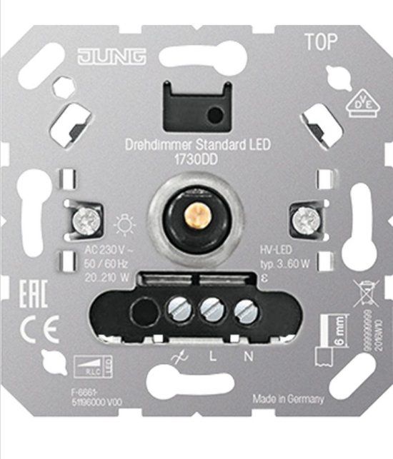 Jung 1730DD Dimmer - E2WCN - Chroom - Metaal