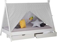 Homestyle4u Kinderbed - 90x200 cm - Wit - Tipi - Hout