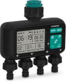 VONROC 4-weg watertimer – Besproeiingscomputer voor 4 zones – Instelbare bewateringstijd en -frequentie per zone