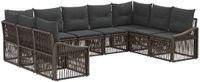 vidaXL Tuinbank - Set - 9 zitplekken - Grijs - Polyrattan