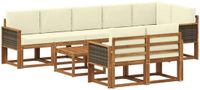 vidaXL - Hoek loungeset - 8 zitplekken - Polyester - Natuurlijk en crème
