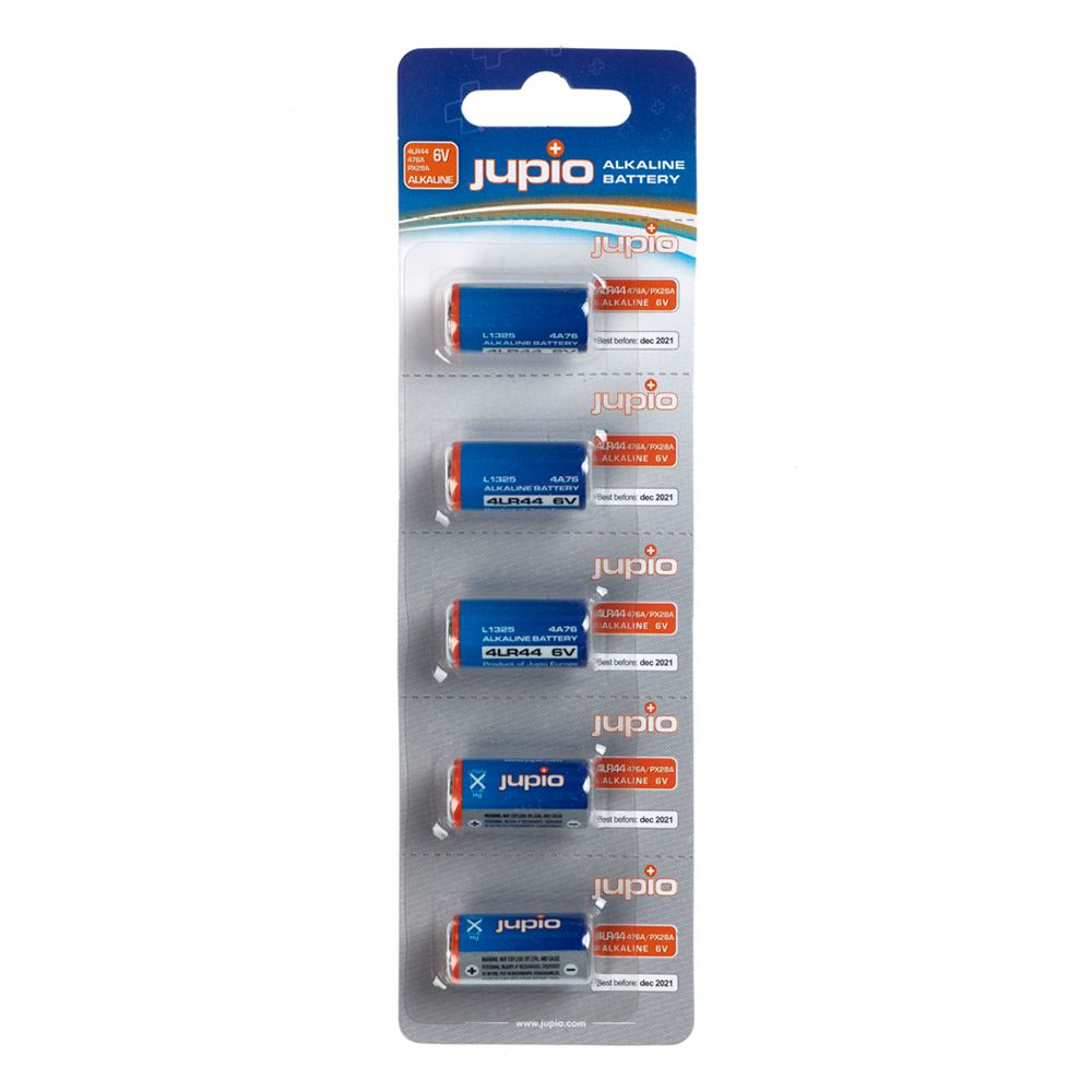 Jupio JCC-4LR44 - Huishoudelijke batterijen - 5 stuks - Alkaline - 6V - Blauw