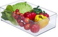 Relaxdays koelkast organizer - 10 x 20,5 x 36,5 cm - met handgreep - opbergbak - transparant