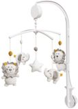 Interbaby Baby's Muziekmobiel baby Heaven - Boxmobiel - figuurtjes - Muziek speelgoed - leeuw - olifant - ster - wit grijs