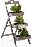 CEPEWA Plantenrek/plantentafel - hout - 3 etages - opvouwbaar - 65 x 32 x 80 cm