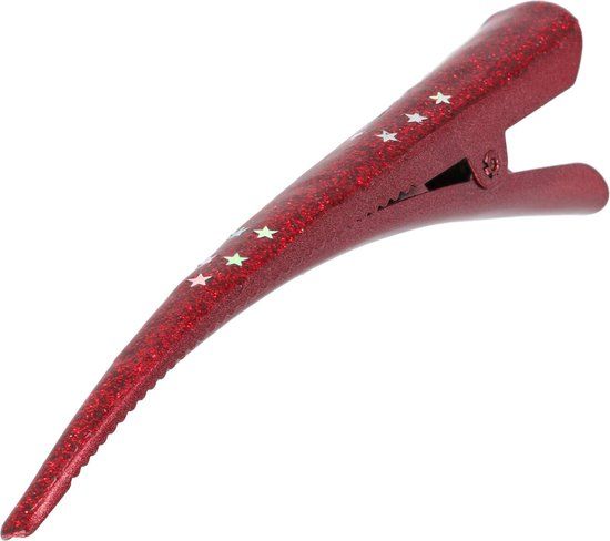 Rode Glitter Ster Haarklem - 13cm - Metaal