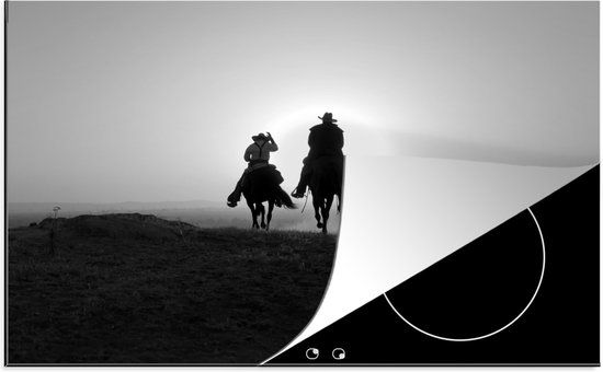 KitchenYeah® Inductie beschermer 77x51 cm - Cowboys - Zwart Wit