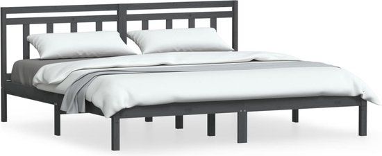 vidaXL Bedframe massief grenenhout grijs 200x200 cm