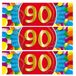 Bellatio Decorations 90 jaar leeftijd sticker - 10x - 19 x 6 cm - 90 jaar verjaardag - jubileum - versiering