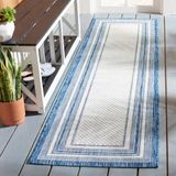 Safavieh Hedendaags tapijt voor woonkamer, eetkamer, slaapkamer - Courtyard Collection, korte pool, ivoor en marineblauw, 69 x 201 cm