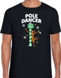 Bellatio Decorations Foute humor Kerst t-shirt - paaldanser rendier - heren - zwart L
