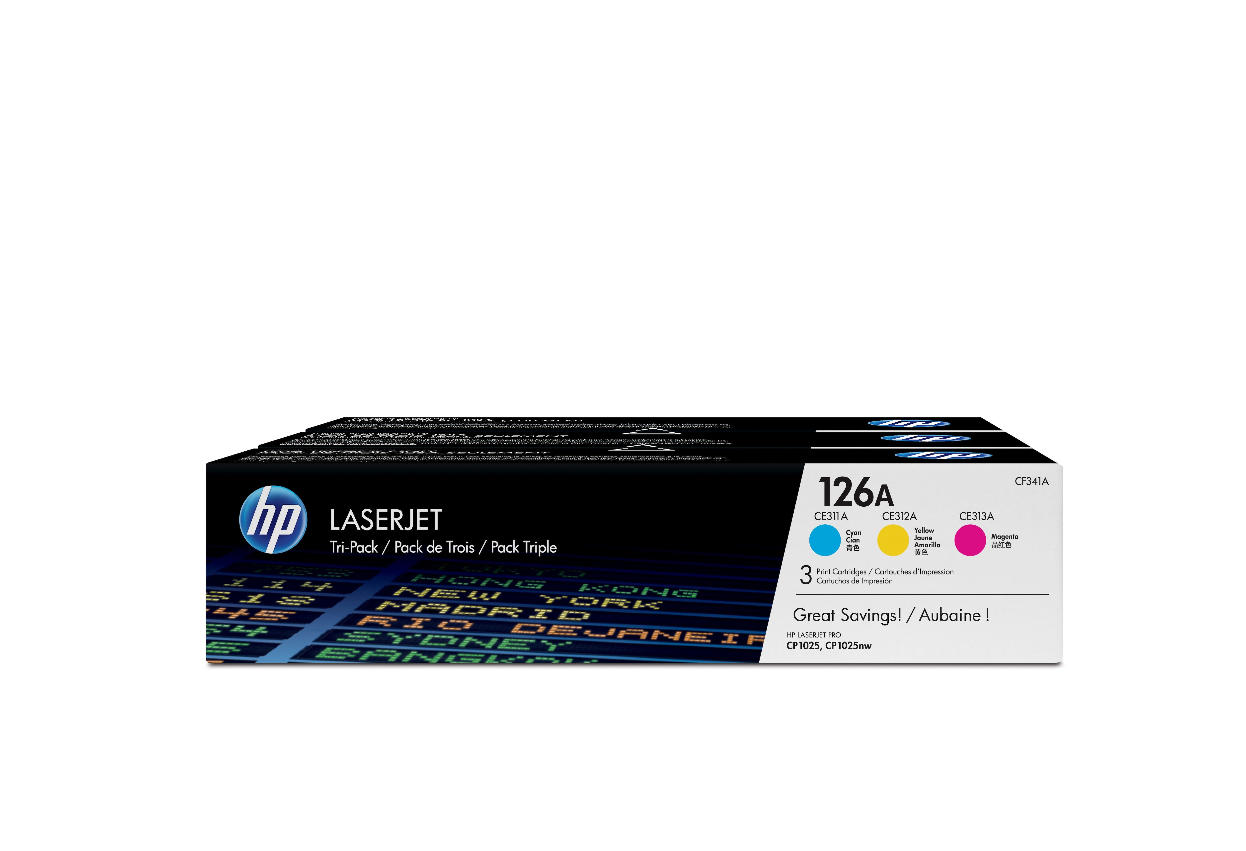 HP 126A Toner Cartridge 3-Pack - Cyan/Magenta/Yellow - Original