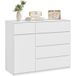 Woltu Commode avec 5 tiroirs et 1 placard, meuble de rangement, en bois d'ingénierie, étagère réglable, 100x40x80 cm, blanc