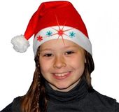 Merkloos Sandy Kerstmuts - met lampjes - rood - voor kinderen