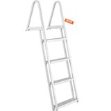VEVOR Dockladder, 4 afneembare treden, 159 kg draagkracht, bootladder van aluminiumlegering met 10 cm brede trede en antislip rubberen mat, voor het instappen in schepen/meren/zwembaden/zeeën