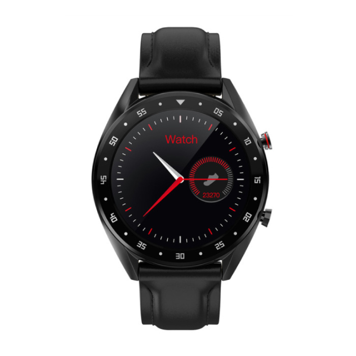 Lemfo Sports Smartwatch Fitness Sport Activity Tracker Smartphone Horloge iOS Android iPhone Samsung Huawei Zwart Leer