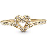 Pandora Timeless Sprankelend Hart Wishbone Ring 169302C01 Maat 19 Zilver Wit Zirkonia