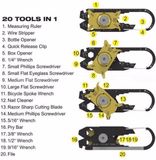 Jumada's - 20-in-1 Multitool Sleutelhanger Geel