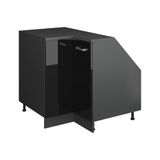 Vicco Rion Kast voor schuine wand Hoekkast – 75.6 x 81.6 cm met 1 deur, kastromp 60 cm diepte Zwart hoogglans