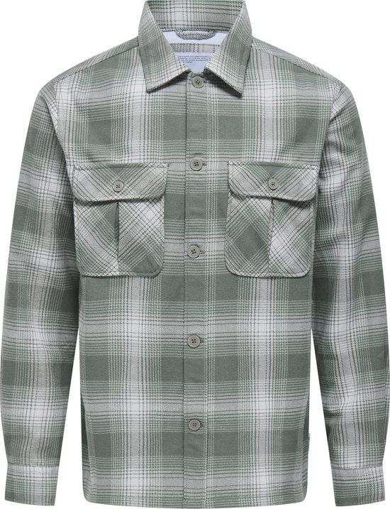 Only & Sons Onscedric Life Check Overshirt Noos 22030843 Castor Gray
