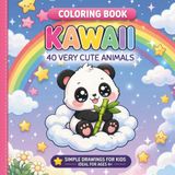 40 kawaii animals on a cloud, to colour in: A cute and relaxing coloring book with easy designs. A creative, stress-relieving activity and an original gift idea. For children aged 4 and over.