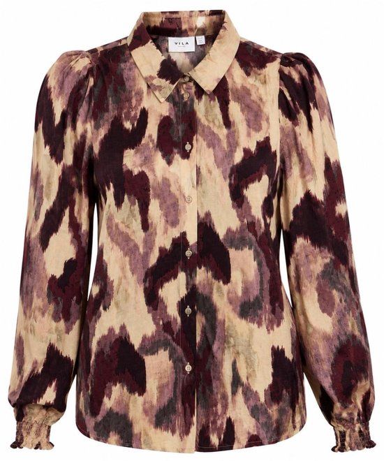 Vila Blouse Virano L/s Shirt/lc 14121103 Birch/multo Colo Dames Maat - W34
