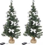 Merkloos / Sans marque Haushalt International 2x Kunstkerstbomen 75 cm met Kerstversiering en Verlichting