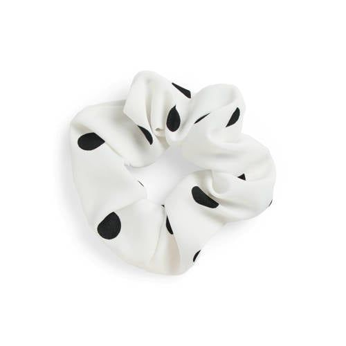 PIECES scrunchie PCFAMBER met stippen ecru