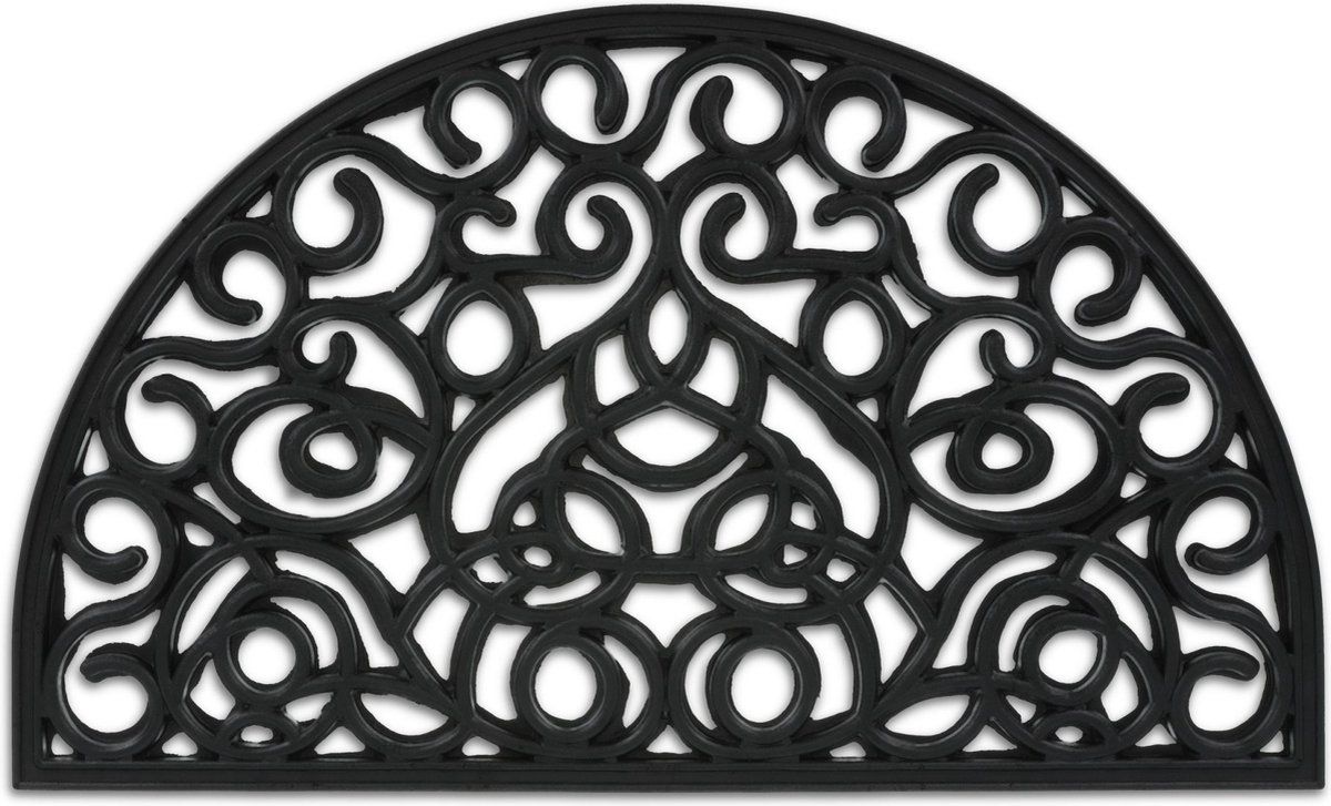 Relaxdays Deurmat rubber - halfrond - droogloopmat 45 x 75 cm - zwart