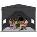 QEENTOE Pop-up vouwpaviljoen 3x3 meter, antracietkleurig, met zijwanden, in hoogte verstelbaar (240–260 cm), waterdicht en winterbestendig, met UV-bescherming, geschikt voor tuin, camping en bruiloften