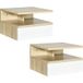 Lot de 2 tables de chevet murales - Lot de 2 tables de nuit - Tiroir coulissant, niche et plateau - Aspect chêne clair blanc