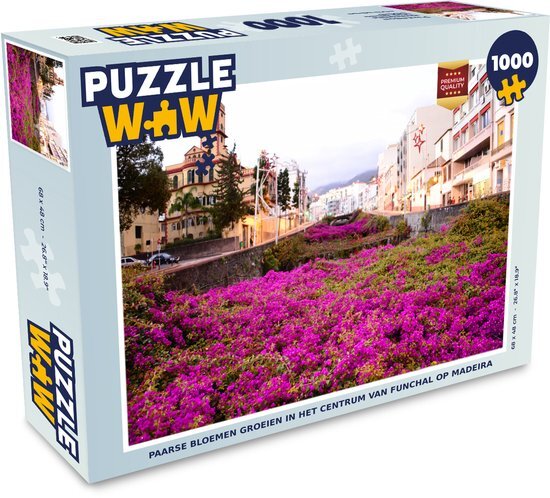 MuchoWow Puzzel Paarse bloemen groeien in het centrum van Funchal op Madeira - Legpuzzel - Puzzel 1000 stukjes volwassenen