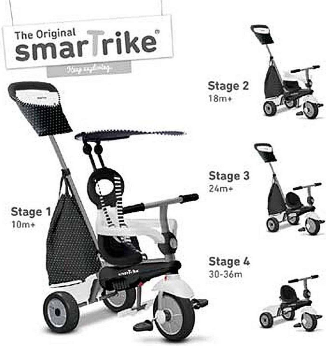 SmarTrike Glow Touch Steering - 4 in 1 driewieler met duwstang - Zwart/Wit