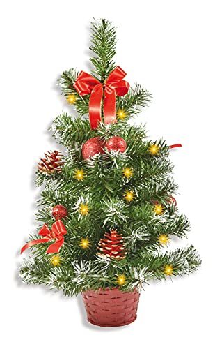 Riffelmacher & Weinberger Riffelmacher 20259 - boom met decoratie en LED-licht, afmeting 50 cm, rood, met 10 LED-lichtjes, 2 x AA (niet inbegrepen), kerstboom, verlichting, decoratie, Kerstmis, advent