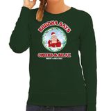 Bellatio Decorations foute Kersttrui/sweater voor dames - buddha says cheers & relax - groen - wijn XS