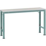 Manuflex AU7071.5021 table de travail universelle spéciale avec plateau en mélamine, Lxlxh = 1500 x 1200 x 722-1022 mm bleu eau