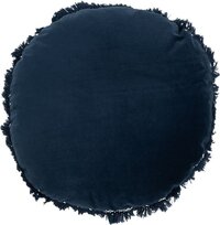 J-Line kussen Rond Velvet - katoen/linnen - blauw