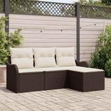 Prolenta Maison Exclusive - Set van vier tuinbankkussens, bruin, van polyrotan