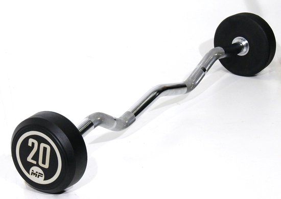 Muscle Power Vaste Curl Halterstang Rubber - 20 kg